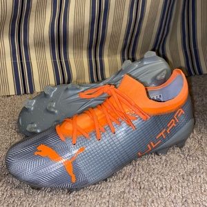 NEW! Puma Ultra 2.4 FG AG Soccer Cleats Orange Silver Mens Soccer Cleats Size 8